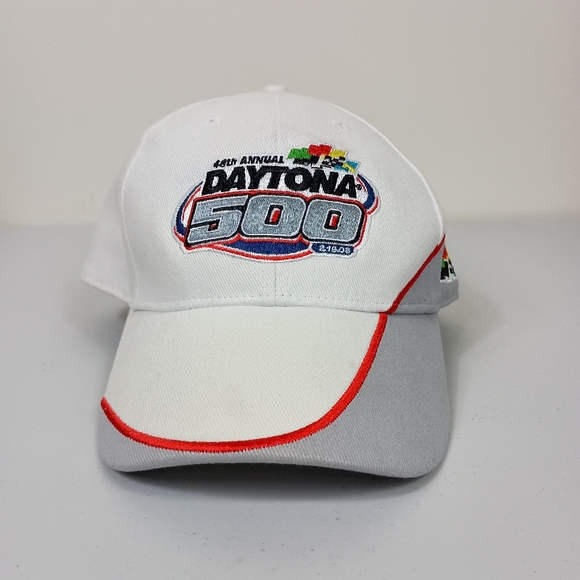 Jerry Leigh Dayton 500 48th Annual Snapback Cap Hat White Gray OS Jimmie Johnson - Picture 1 of 10